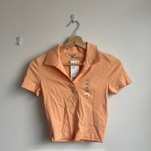 UNIQLO Orange Cropped Skipper Short-Sleeve Polo Shirt